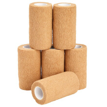 Juvale Bandagenwickel - 10 cm x 4,5 m, Beige, 6 Rollen - Selbsthaftendes elastisches Tape