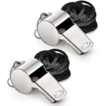 Silbato deportivo de acero inoxidable extra fuerte con cordón.