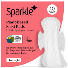 Compresas Sparkle para Mujeres Noche, Maxi Ecológicas con Alas | Pads Orgánicos | Suaves y Absorbentes