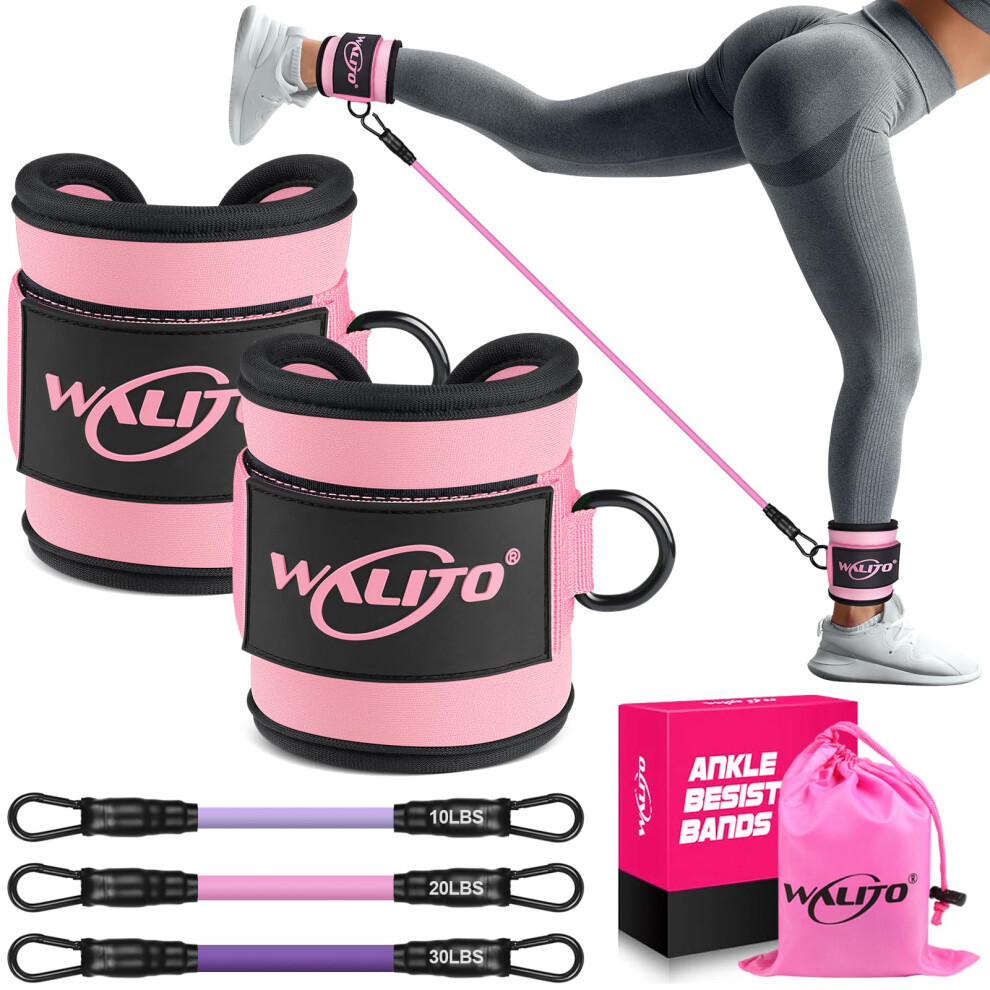 Walito Ankle Resistance Bands With Cuffs, Ankle Bands For Working Out, Ankle Straps For Women, Exercise Bands For Legs And Butt, Booty Workout Equipme