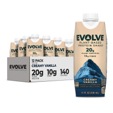 Evolve Shake Proteico Vegetale, Vaniglia, 20g Proteine Vegane, Senza Latticini, 10g Fibra, 11 Fl Oz (12 Pezzi)