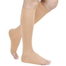 TOFLY Knee High Compression Stockings, Open-Toe, Firm Support 15-20mmHg Opaque Maternity Pregnancy Compression Socks, Ankle & Arch Support, Swelling,