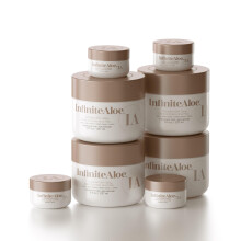 Crema para piel completa InfiniteAloe, con Aloe Vera para cara y cuerpo, libre de fragancia - 4 tarros grandes de 8 oz y 4 tarros de viaje de 0.5 oz