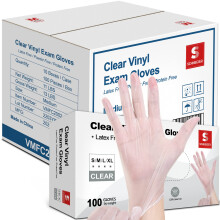 Gants d'examen en vinyle transparent Schneider, 4 mil, Petit, 1000 pièces, Sans latex, Gants jetables