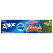 Bolsas de Marinada Ziploc, Fondo Expandible con Pestañas de Apertura Fácil, Media Galón, 24 Unidades, Paquete de 3 (72 Bolsas)