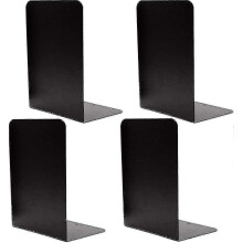Lot de 4 serre-livres décoratifs robustes en métal noir, avec supports en caoutchouc antidérapants fg2025031700784