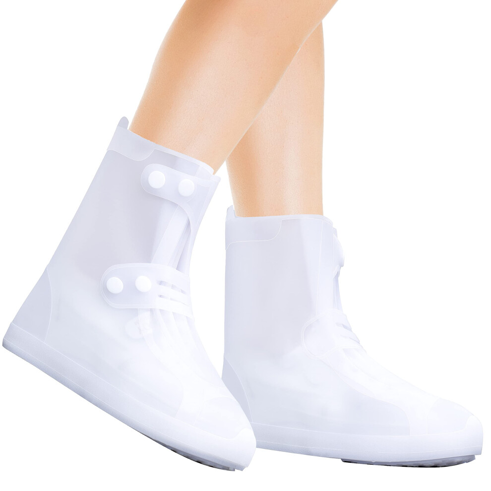 Rain Shoe Covers | Waterproof Shoe Covers For Men Women | Reusable Galoshes Overshoes (White, 49-51) 810098893275