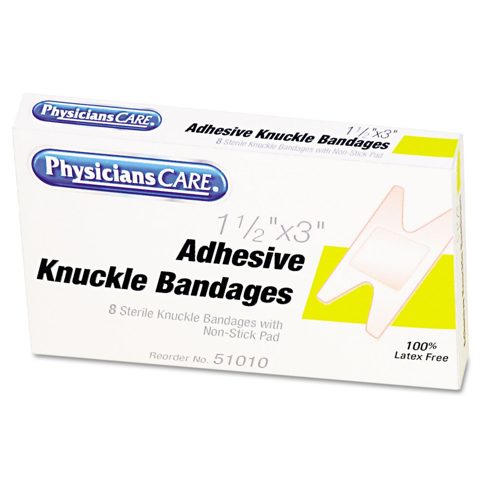 Pac-Kit By First Aid Only 1-009 Fabric Adhesive Light Woven Flexible Knuckle Bandage, 3" Length X 1-1/2" Width (Box Of 8)