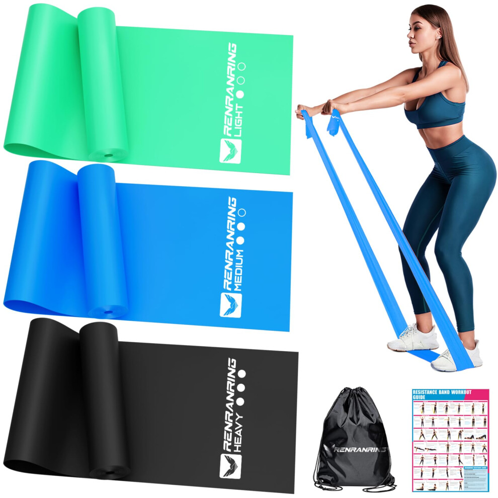 Renranring Resistance Bands For Working Out, Exercise Bands For Physical Therapy, Stretch, Recovery, Pilates, Rehab, Strength Training And Yoga Starter Set