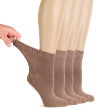 Hugh Ugoli Calcetines Diabéticos para Mujer, Suaves y Finos de Rayón de Bambú, Anchos y Sueltos, Sin Costuras, 4 Pares, M