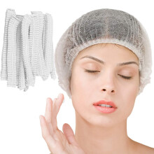 Bonnet Bouffant Jetable, 21 pouces, Capuchon Élastique pour Alimentation, Couvre-Tête de Sommeil (Blanc)