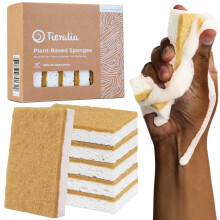 Set de 6 éponges à vaisselle naturelles Tieralia - Écologiques et compostables | Cellulose & Sisal | Non toxiques, sans odeur