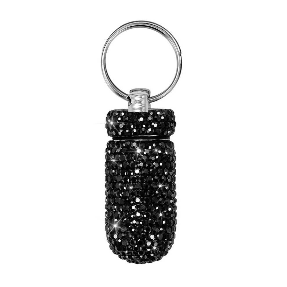 Savori Portable Pill Case Pill Container Waterproof Pill Holder With Keychain Bling Pill Box Medicine Dispenser Bottle Storage For Outdoor Camping Travel (Bl