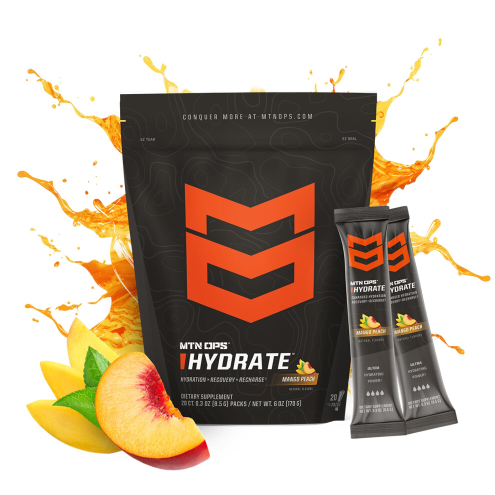 Photos - Vitamins & Minerals MTN OPS Hydrate Electrolytes Powder Drink Mix, 20 Single Serving On-The-Go Electrolyte Packs with Over 1000mg of Electrolyte