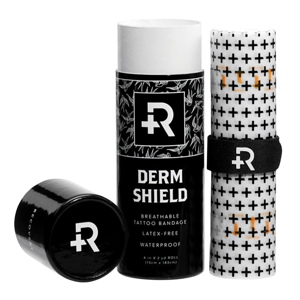 Recovery Aftercare Derm Shield Tattoo Aftercare Bandage Roll - Waterproof Adhesive Bandages, Transparent Matte Film - 6 Inches X 2