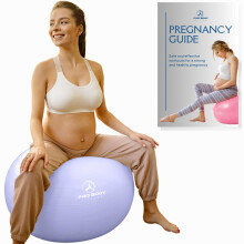 ProBody Pilates Ball de Grossesse - Ballon de Yoga avec Livre, Exercice Prénatal, Travail & Postnatal (Lilac, 55 cm)