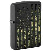Accendino Zippo, Camouflage Bandiera Stati Uniti - Nero Opaco 80983