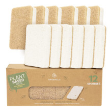 Éponge de Cuisine Naturelle Greenzla 12 Pack - Éponge de Vaisselle Biodégradable à Base de Plantes