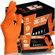 Guantes Nitrilo Naranja MEDPRAYER - Guantes Desechables 8 Mil - Textura Diamante, Sin Látex ni Polvo - Talla Mediana, 1000 Pzas