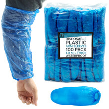 SAFEKO Manchons Jetables pour Bras - 18 Protection Imperméable en Polyéthylène avec Poignet Élastique - Bleu, 1 Mil Épais