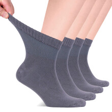 Hugh Ugoli Diabetic Socks for Men, Loose Ankle Socks Bamboo, Extra-Wide, Thin, Seamless Toe and Non-Binding Top, 4 Pairs, Dark Grey, Shoe Size: 8-11