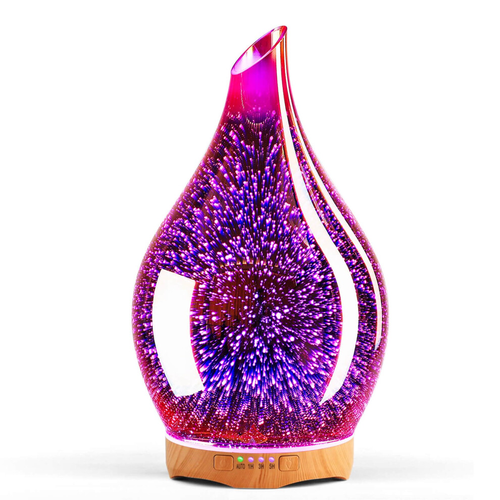 Porseme 280Ml Essential Oil Diffuser, 3D Glass Aromatherapy Diffusor, Ultrasonic Cool Mist Bpa Free Aroma Humidifier With Timer And Color Changing Fun