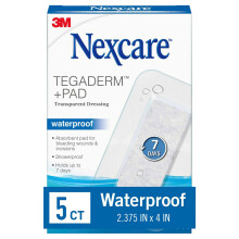 Nexcare Tegaderm + Pad, Pansement Transparent, Étanche, 5 Pansements