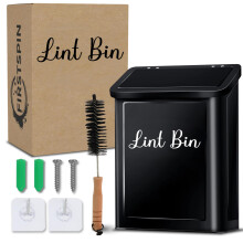 FIRSTSPIN Cubo Magnético para Pelusa - Contenedor de Lint Negro para Lavandería - Montaje en Pared y Magnético