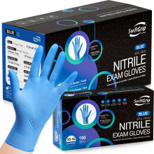 Gants d'examen jetables en nitrile SwiftGrip, 3 Mil, Bleu, Gants médicaux sans latex
