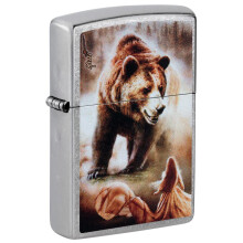 Zippo Mazzi Grizzly Bear Street Chrome Pocket Lighter