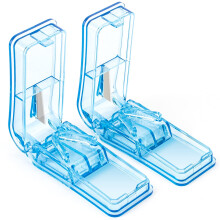 2PCS Cortador de Píldoras, Divisor Profesional para Píldoras Grandes o Pequeñas (Azul)