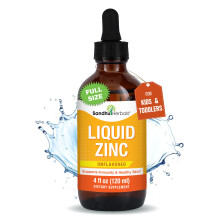 Liquid Zinc for Kids, Toddlers and Babies | 4 Oz Large Glass Bottle | Ionic Zinc Supplements Sulphate Drops | Immune Support | Easy to Take, Water Sol