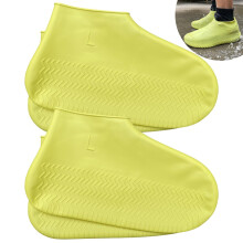LSDWL Waterdichte Schoenhoezen 2 Paar, Herbruikbare Siliconen Rain Shoe Covers voor Buiten (Geel, L)