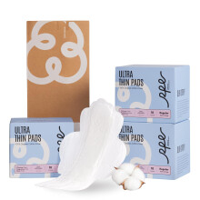 100% Biologische Pads voor Vrouwen 54ct, Ultra Dunne Geurloze Menstruatiepads met Vleugels