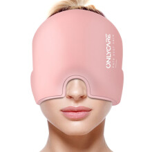 ONLYCARE Migraine Relief Cap, Upgraded Odorless Migraine Ice Head Wrap, Headache Relief Hat for Migraine, Slight-Pink