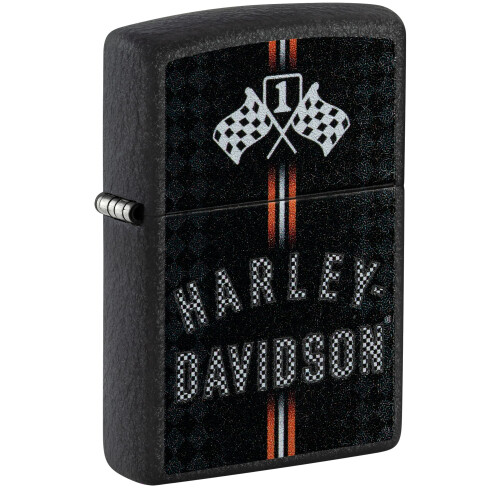 Zippo Zippo Harley-Davidson Checkered Flags Design Black Crackle Pocket Lighter