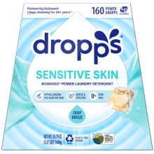Dropps Tvättmedel för Känslig Hud, Crisp Breeze (160 Styck) - Dermatologiskt Testade