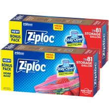 Bolsas de Almacenamiento de Comida Ziploc, Diseño de Pie Abierto, Fáciles de Llenar, 162 Unidades