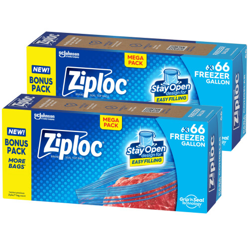 Ziploc Gallon Lebensmittellagerungsbeutel, Design mit Stehboden, leicht zu befüllen, 132 Beutel