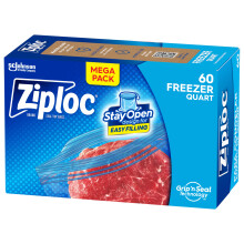 Bolsas de Almacenamiento para Alimentos Ziploc, Diseño de Pie Abierto, 60 Bolsas