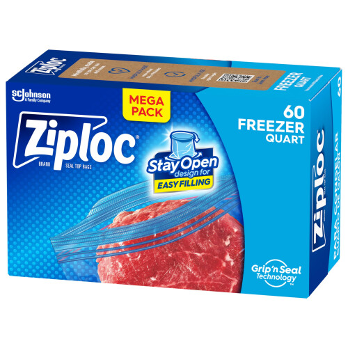 Ziploc Quart Lebensmittel-Aufbewahrungsbeutel, Stehendes Design, 60 Beutel