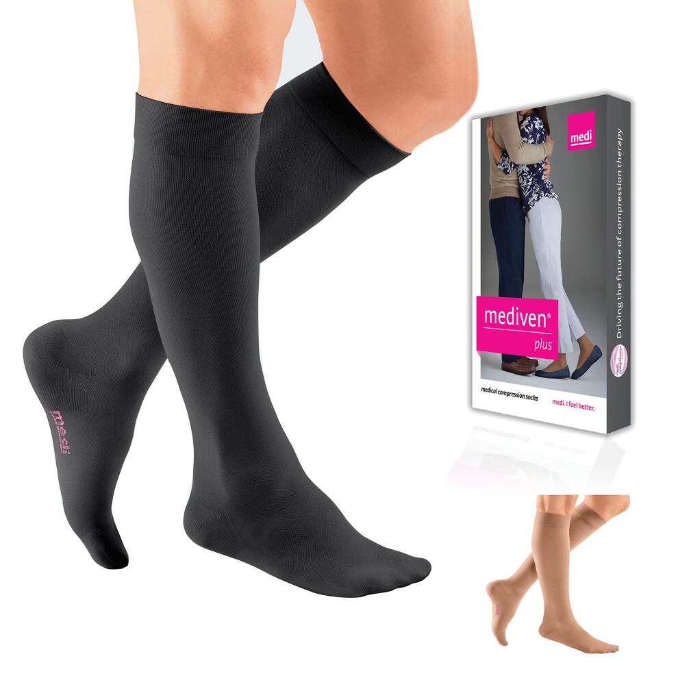 Mediven Plus For Men & Women, 20-30 Mmhg, Calf High Compression Stocking, Closed Toe, Black, V