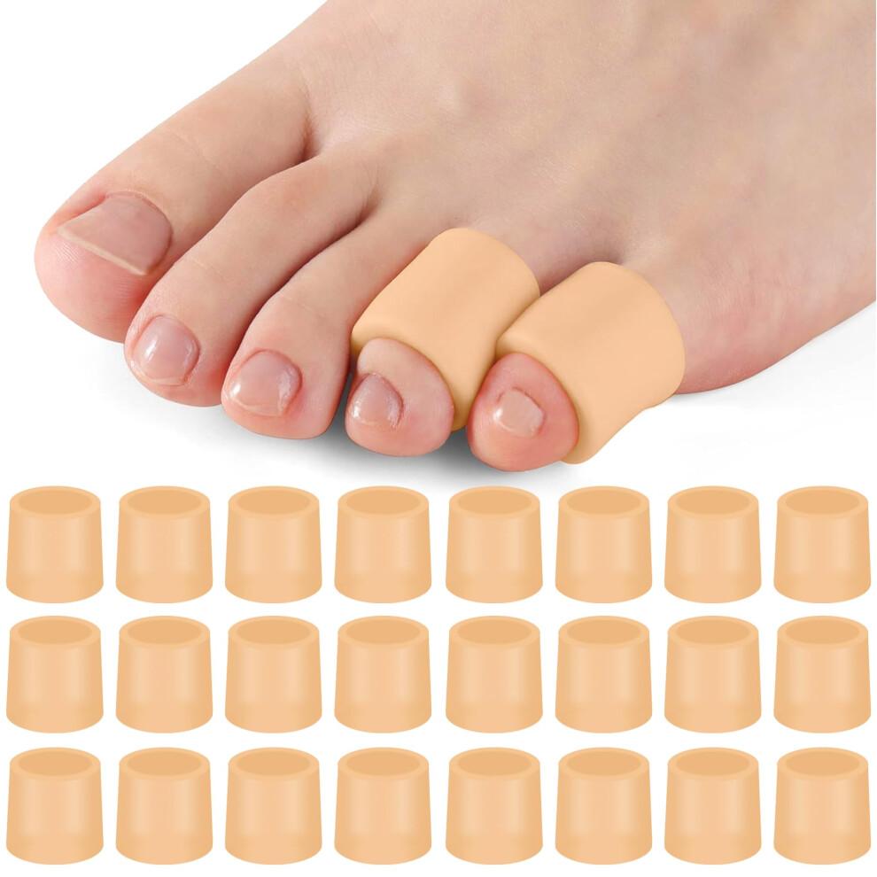Aorange Silicone Toe Sleeves (24 Count), Pain Relief Pinky Toe Protector, Corn Protectors For Toes, Corn Pads For Pinky Toe, Gel Toe Protector For Bunion Blis