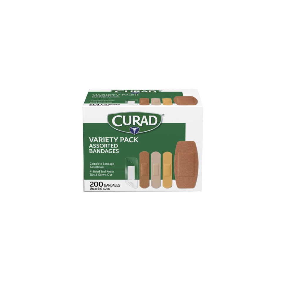 Essendant, Inc Curad Assorted Adhesive Bandages 4-Sided Seal, Variety Pack, 200 Count (Pack Of 1)