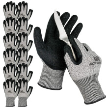 ACKTRA WG013 Guanti di Sicurezza Resistenti al Taglio Livello 5, 12 paia, Rivestimento in Lattice, Grip Potente