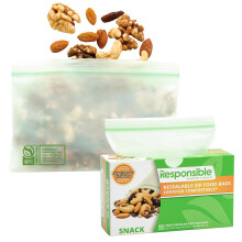 Bolsas de Snack Compostables Certificadas, Reutilizables y Resistentes, 92 Pack