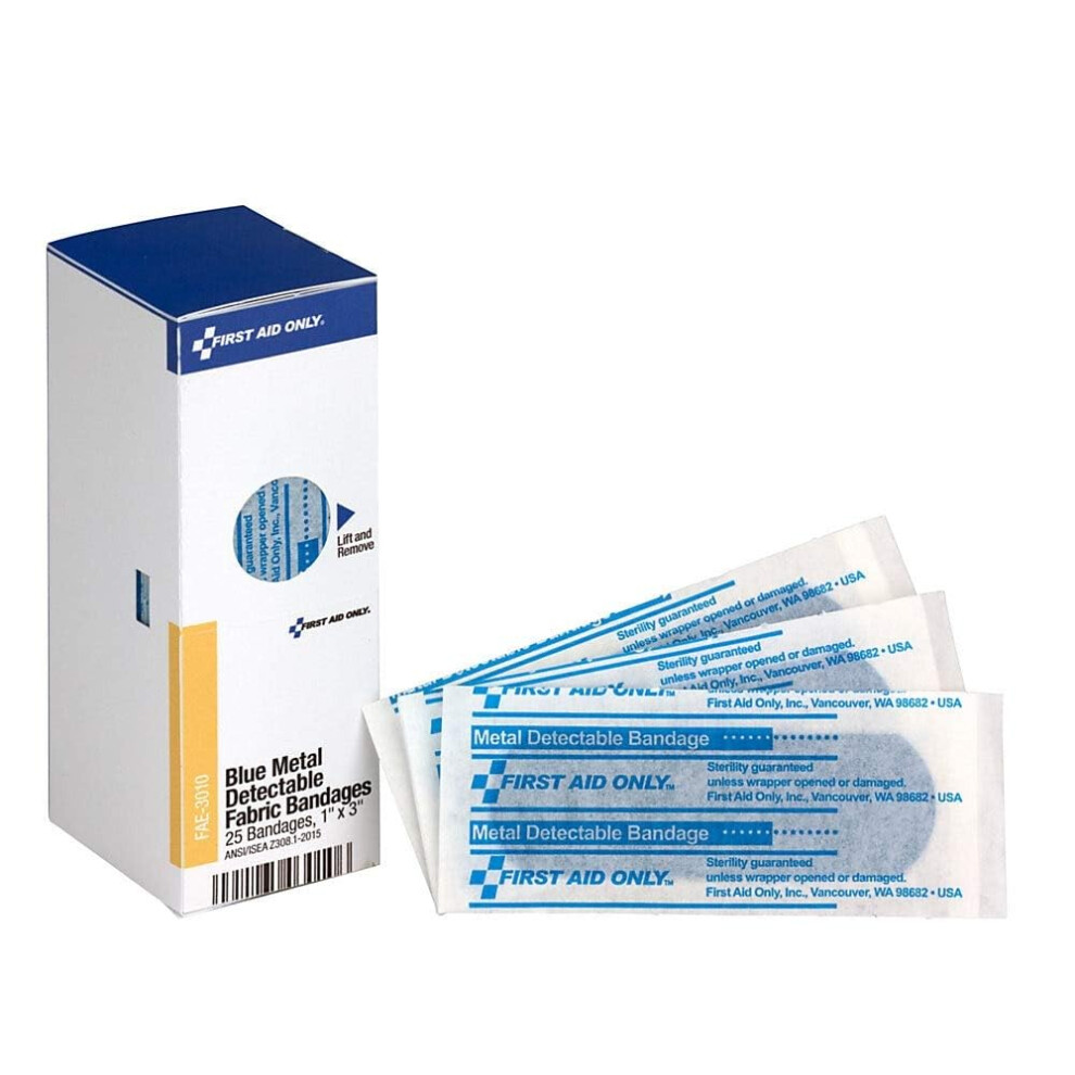 Essendant, Inc First Aid Only Fae-3010 Smartcompliance Refill Blue Metal Detectable Bandages, 1 X 3 Inch, 25 Count