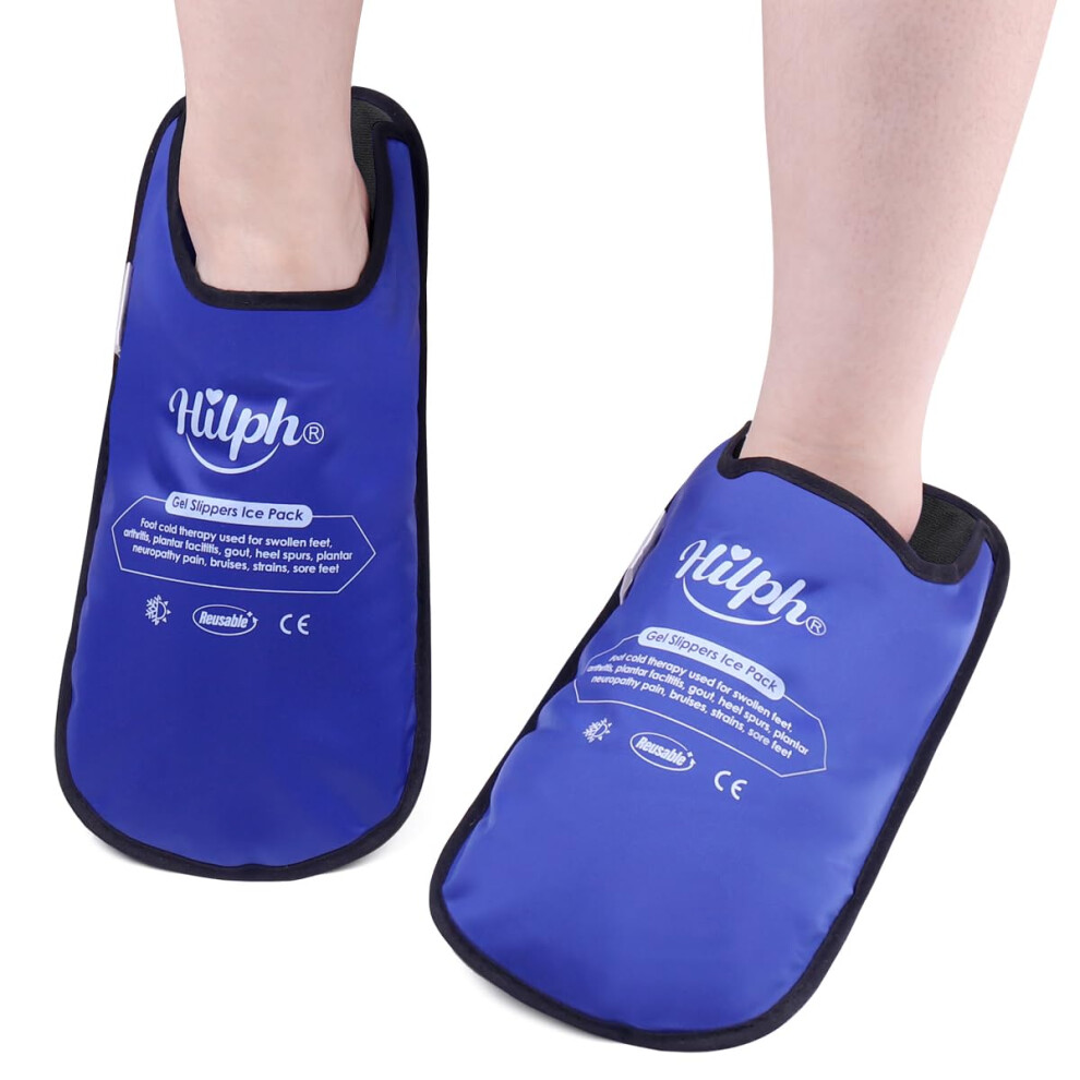 Hilph Foot Ice Pack Slippers For Plantar Fasciitis & Bunion 2 Packs, Hsa Or Fsa Eligible Reusable Hot Cold Packs Gel Ice Slipper For Foot & Toes Pain,