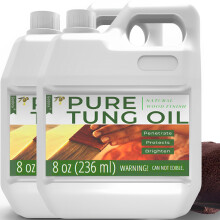 Godora 2pcs 8OZ Waterdichte Tungolie voor Houtafwerking met Doek, 100% Natuurlijke Pure Tungolie