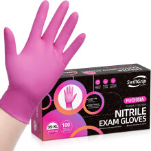 Guantes SwiftGrip Rosa Sin Polvo de Nitrilo, 100ct - 3-Mil, Guantes Desechables Sin Látex, para Cocina, Limpieza
